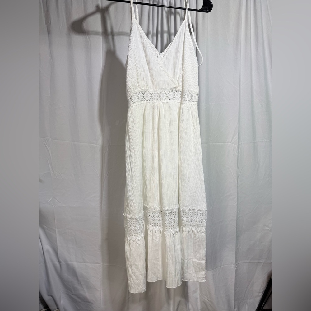 SHEIN Cream Lace Trim lined Maxi Dress Sz M (5QT)